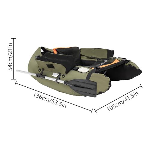 Inflatable Boat, Inflatable Fishing Boat, Portable Boat Raft Kayak with Accessories Pole Holders Cushions Grab Line Outdoo...