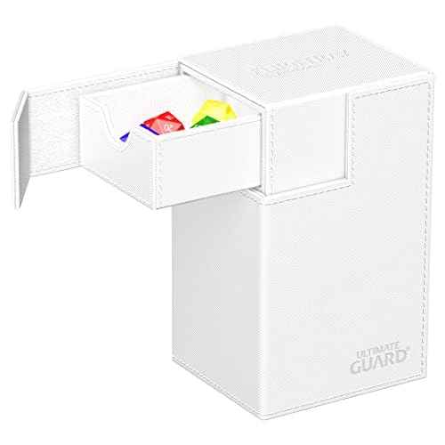Ultimate Guard Flip'n'Tray 80+, Deck Case for 80 Double-Sleeved TCG Cards + Dice Tray, White, Independent Magnetic Closure & Microfiber Inner Lining