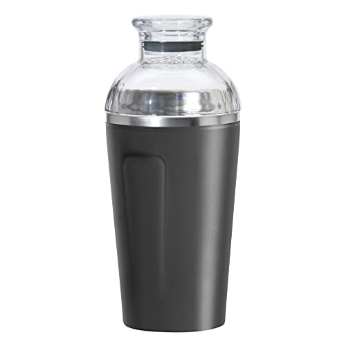OGGI Groove Insulated Cocktail Shaker-17oz Double Wall Vacuum Insulated Stainless Steel, Tritan Lid has Built In Strainer,...