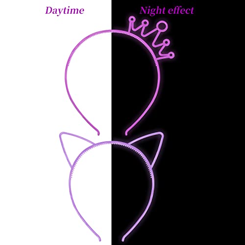 Suyegirl Glow in The Dark Party Supplies Cat Ear Crown Heads for Birthday Party Halloween Party
