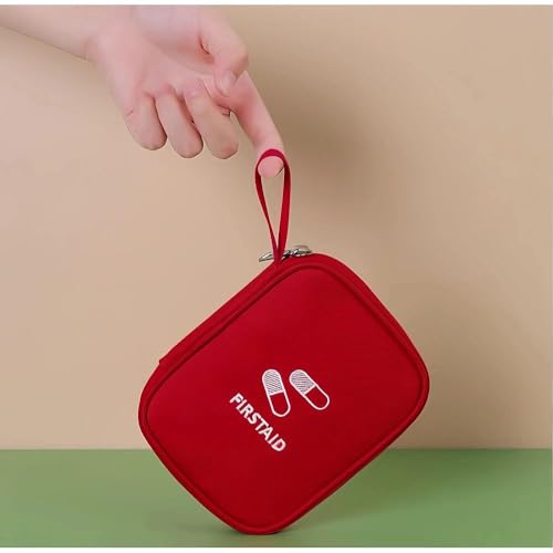 Medicine Pouch Pill Pocket Mini Travel First Aid Bag Outdoor Portable First Aid Kit Empty Red Small Medical Bag Family Eme...
