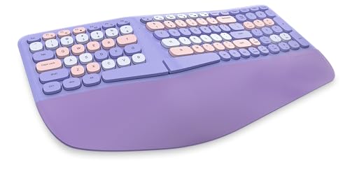 Lomiluskr Wired Ergonomic Keyboard with PU Wrist Rest, Carpal Tunnel Keyboard, Colorful Split Ergo Design, Comfortable Nat...