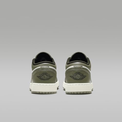 Air Jordan 1 Low Black Toe Medium Olive Grade School Lifestyle Shoes (Black/Medium Olive/White)