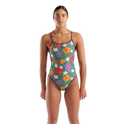 Arena Women's Performance Allover Reversible Challenge Back Swimsuit Pool Bathing Suit