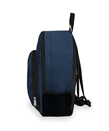 Everest Luggage Backpack with Front and Side Pockets, Navy, Large