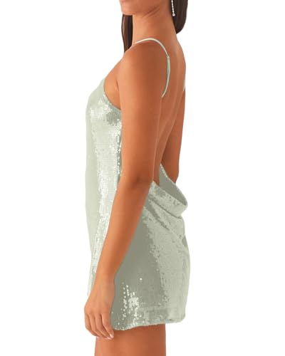 Women's Sequin Bodycon Mini Dress Sparkly Dress Sexy Criss Cross Open Back Short Dress