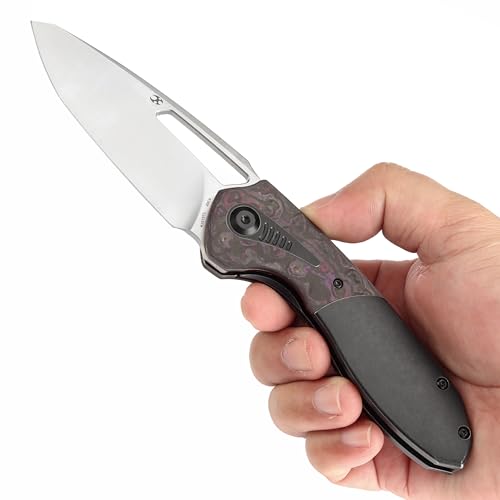 KANSEPT Thoth Camping Pocket Knives for Men 8.05in Folding Knives with 3.43in Satin CPM 20CV Material and Blackwash Titani...