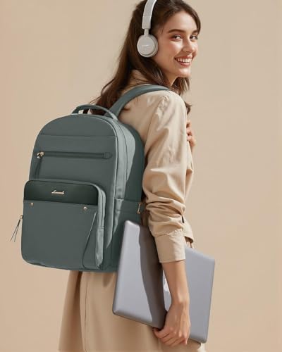 LOVEVOOK Laptop Backpack for Women with 2X Extra-Large Tumbler Pockets, 15.6" Work Backpack Purse, Travel Personal Item Ba...