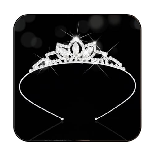Kilshye Princess Silver Tiara and Crown Pink Crystal Tiaras Pageant Crowns Rhinestone Birthday Headdress for Women