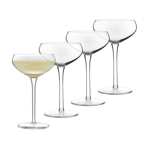 Libbey Signature Kentfield Coupe Cocktail Glasses, 9-Ounce, Set of 4, Made in USA, Dishwasher Safe, Elegant Stemmed Glassw...
