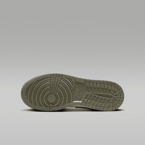Air Jordan 1 Low Black Toe Medium Olive Grade School Lifestyle Shoes (Black/Medium Olive/White)