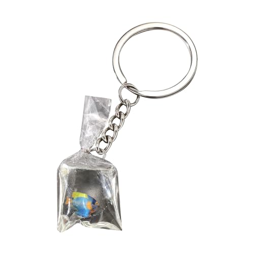 XUYUH Creative Resin Water Bag Keychain Charm Stylish Resin Fish Keychain with Transparent Water Bag Chic Hangings Decorat...