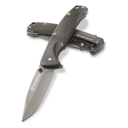 Smith & Wesson Velocite 7.75in High Carbon S.S. Assisted Folding Knife with 3.5in Clip Point Blade and Polymer Handle for ...