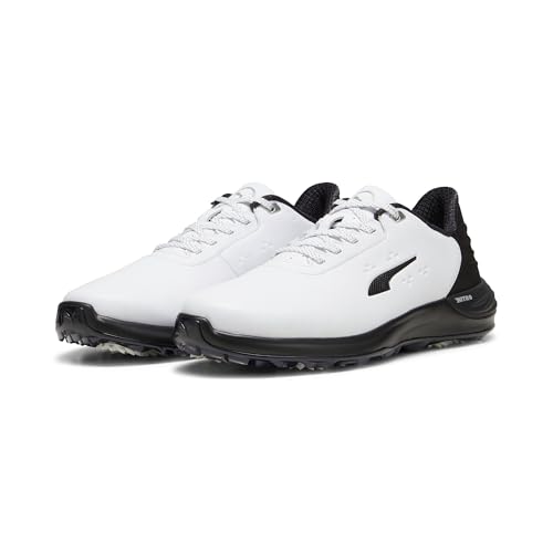 PUMA Golf Men's PHANTOMCAT Nitro Sneaker, Puma White-Puma Black-Feather Gray, 10