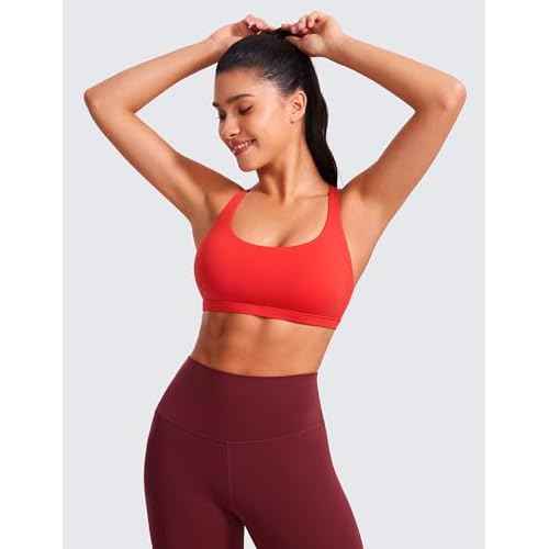 CRZ YOGA Naked Feeling Strappy Sports Bras for Women - Criss Cross Back Wireless Padded Cami Yoga Workout Top