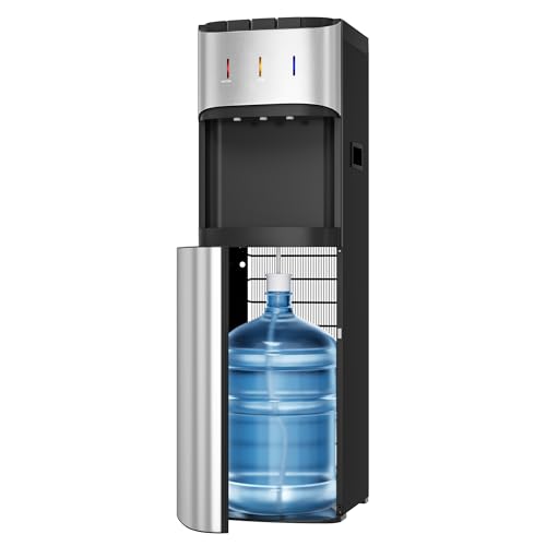 Tehanld Bottom Loading Water Cooler Dispenser for 3 or 5 Gallon Bottles, Stainless Steel Water Dispenser with Hot, Room & ...