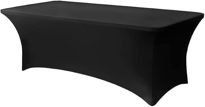 Lemict 1 Pack 8FT Rectangular Spandex Tablecloth,Wrinkle Resistant Fitted Cover for 96x30 inch Banquet Table Cloth, Washab...