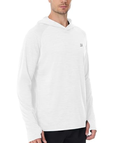 Roadbox UPF 50+ Fishing Shirts for Men, Long Sleeve UV Sun Protection Lightweight Rash Guard Hoodie for Hiking Workout