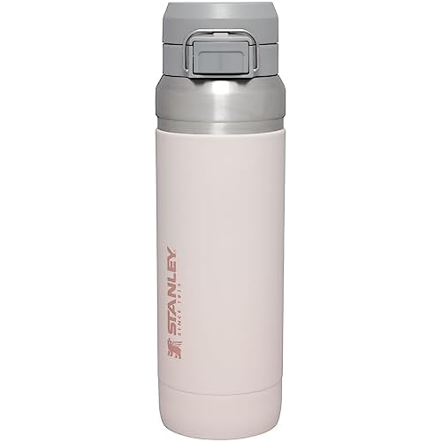 Stanley Quick Flip GO Water Bottle 36 oz | Push Button Lid | Leakproof and Packable for Travel and Sports | Insulated Stainless Steel | BPA-Free | Rose Quartz
