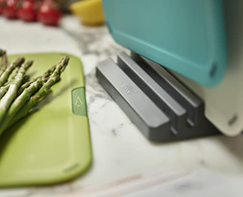 Joseph Joseph Duo Icon 4-piece colour coded Cutting Board Set with Storage Stand, Multicolour