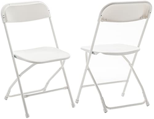 BTEXPERT 5 Piece Folding Card Table Portable and Chair Set, 34" Square Granite White Plastic Table 4 Adult Chairs for Boar...
