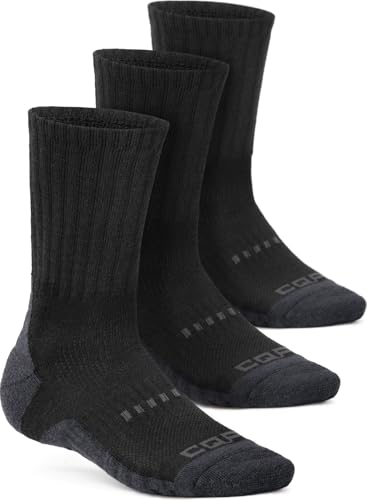 CQR 3 Pack Men and Women Wool Hiking Mid Calf Crew Socks, Moisture Wicking Breathable Outdoor Tactical Cushion boot Socks