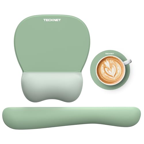 TECKNET Gel Mouse Pad with Wrist Rest, 3 in 1 Keyboard Wrist Rest for Pain Relief, Non-Slip PU Base & Easy Typing, Ergonom...