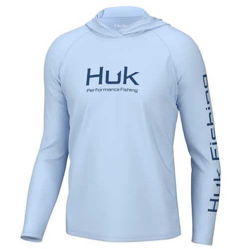 HUK Mens Pursuit Vented Long Sleeve Hoodie, Fishing Shirt with Hood