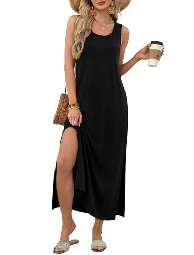 WIHOLL Maxi Dress Summer Dresses 2026 Beach Vacation Clothes Sleeveless Sundresses with Pockets Boho S-3XL