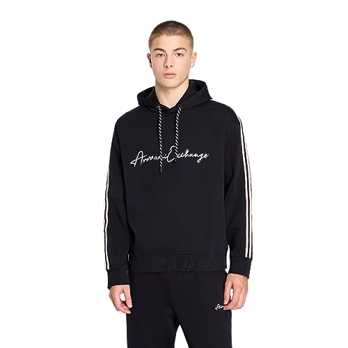 Armani Exchange Men's Bonded Cotton Signature Logo Hoodie Sweatshirt