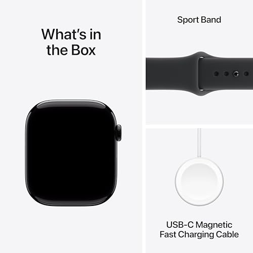 Apple Watch Series 11 [GPS + Cellular 46mm] Smartwatch with Jet Black Aluminum Case with Black Sport Band - M/L. Sleep Sco...