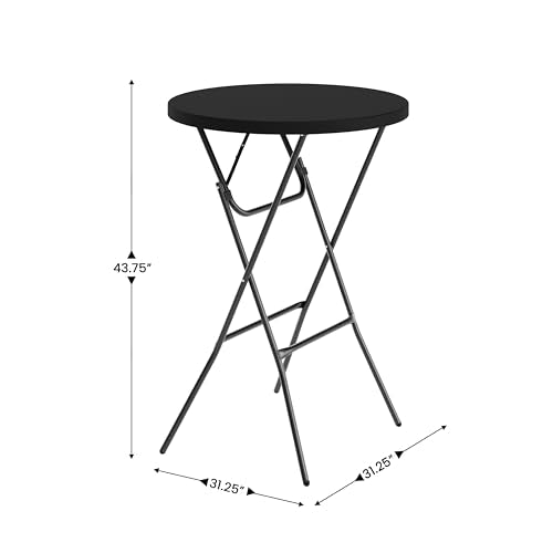 Flash Furniture Elon Round Folding Bar Height Table for Parties and Commercial Events, Indoor/Outdoor Plastic Bar Height F...