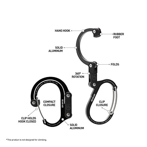 GEAR AID HEROCLIP 360° Swivel Carabiner Gear Clip and Hook (Medium) for Camping, Backpack, Suitcases and Garage Organization
