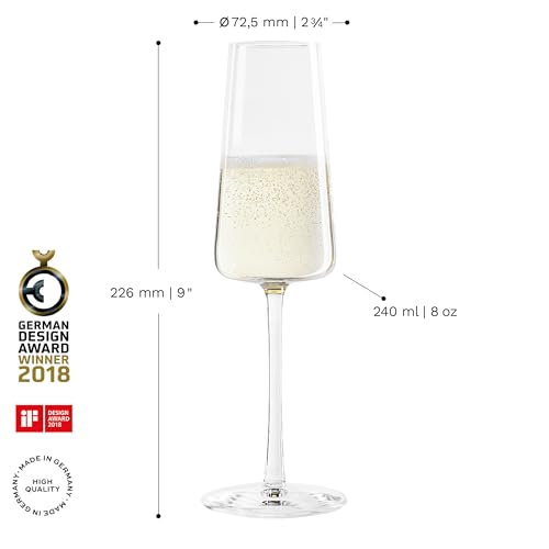 Stölzle Lausitz Champagne Glasses Power 4-Piece Set 8 oz – Elegant Flutes Ideal for Prosecco & Sparkling Wine – Crystal Ch...