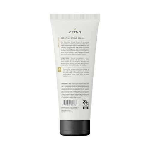 Cremo Sensitive Shave Cream, Astonishingly Superior Ultra-Slick Shaving Cream for Men, Fights Nicks, Cuts and Razor Burn, 6 Fl Oz