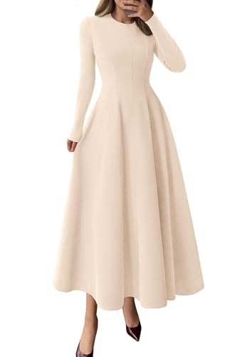 PRETTYGARDEN Cocktail Dresses for Women 2026 Elegant Classy Fall Long Sleeve Midi A Line Flowy Modest Winter Party Dress