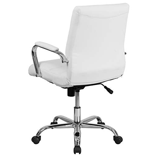 Flash Furniture Whitney Mid-Back Swivel LeatherSoft Desk Chair with Padded Seat and Armrests, Adjustable Height Padded Off...