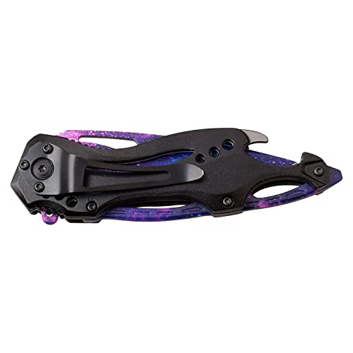 MTECH USA Folding Knife, 3.75-Inch Half-Serrated Blade, Titanium Coating, Glass Breaker, Pocket Clip