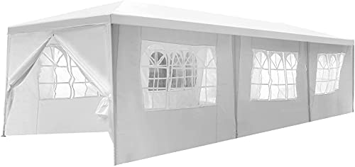 10'x30' White Outdoor Gazebo Canopy Tent Canopy Wedding Party Tent Waterproof Camping Gazebo BBQ Shelter Pavilion 8 Remova...