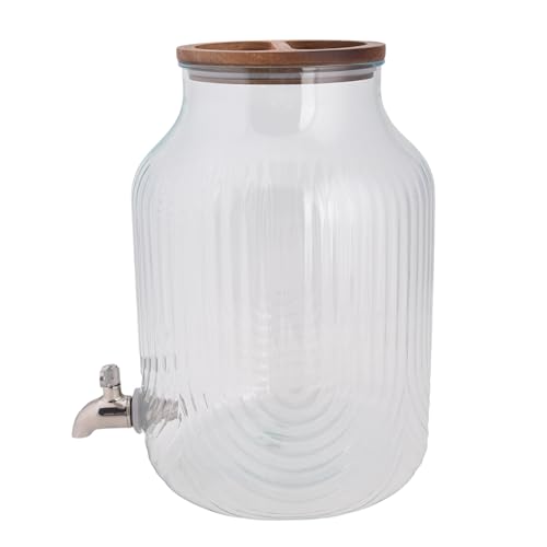 QJLSOE 2 Gallon Embossed Beverage Dispenser, Large, Clear, YST-001