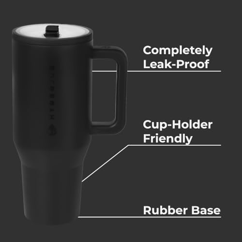 HydroJug Traveler - 40 oz Water Bottle with Handle & Flip Straw - Fits in Cup Holder, Leak Resistant Tumbler-Reusable Insu...