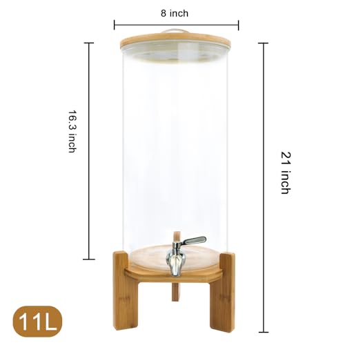 Drink Dispenser,2.9 Gallon Drink Dispensers for Parties,Glass Beverage Dispenser with Spigot - Jumbo Glass Drink Dispense...