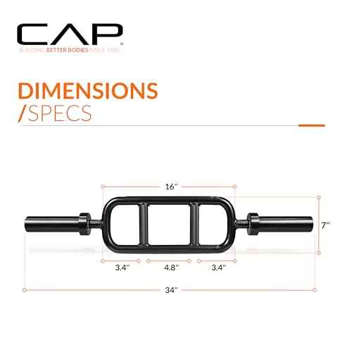CAP Barbell 2' Solid Olympic Triceps Bar, No Collars, Black (New Version) (OBIS-34SB-3)