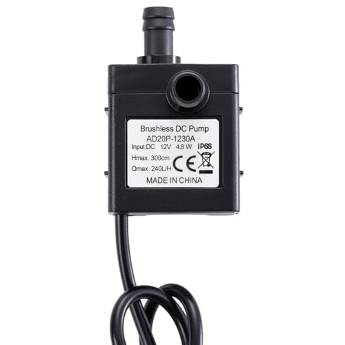 hiBCTR 5-Pack 12V Brushless Water Pump 240L/H 3M Lift, 4.2W Ultra-Quiet Submersible Pump for Aquariums/Fish Tanks/Swimming...