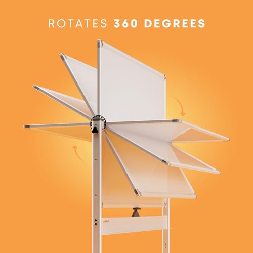 Rolling Dry Erase Board 48 x 36 - Large Portable Magnetic Whiteboard with Stand - Double Sided Easel Style Whiteboard with...