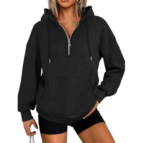 Trendy Queen Womens Hoodies Fleece Fashion Half Zip Sweatshirts Cute Y2k Fall Clothes 2025