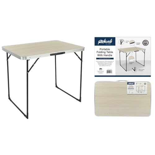 J&V TEXTILES Rectangle Portable Folding Table with Handle (Driftwood, 2.63 Feet)