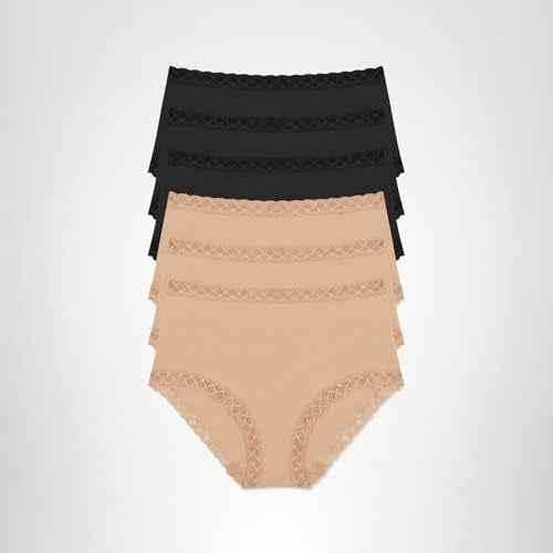 Natori Women's Bliss Full Brief 6-Pack, Black/Black/Black/Cafe/Cafe/Cafe, XX-Large