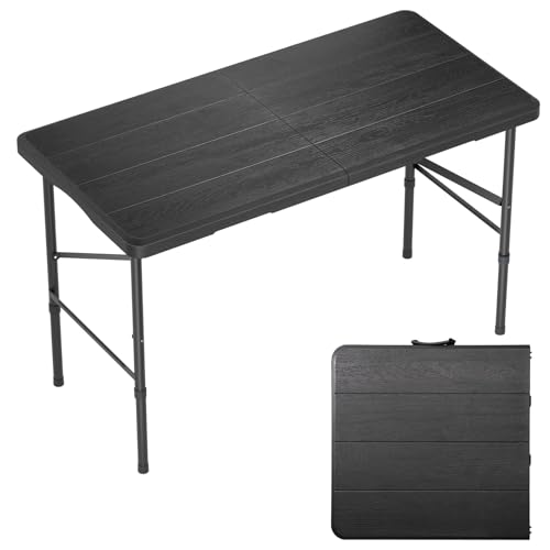 Hsundries 4 Ft Plastic Folding Table,Heavy Duty Portable Table for Indoor & Outdoor,Wood Grain Desktop & 350lbs Weight Cap...