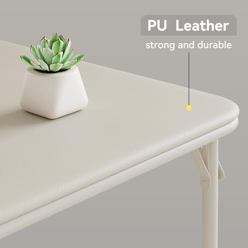 IDEALHOUSE Folding Portable Card Table and Foldable Chair Set of 5,PU Upholstered Foldable Chairs and Table with Metal Fra...